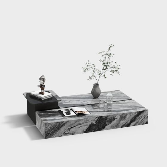 Chic Marble Coffee Table 3D model for Modern Interiors