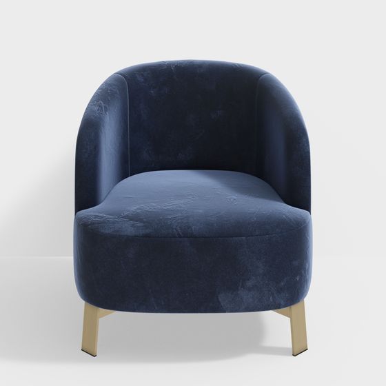 Stylish Blue Velvet Armchair 3D model for Modern Spaces