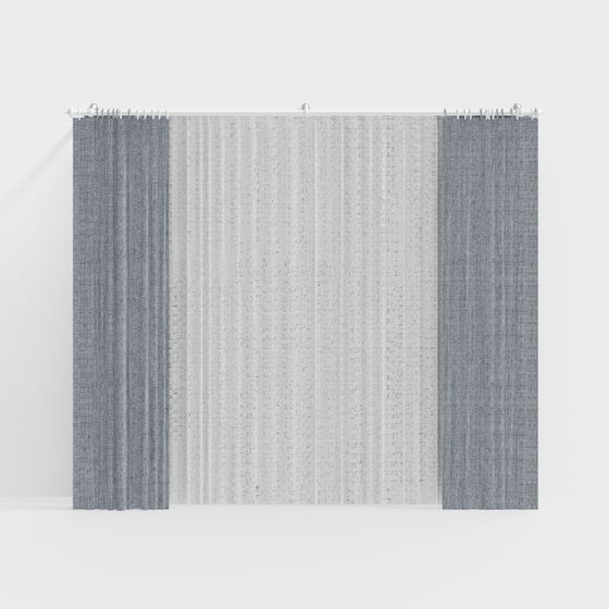 Stylish Low-Poly Curtain 3D model for Modern Interiors