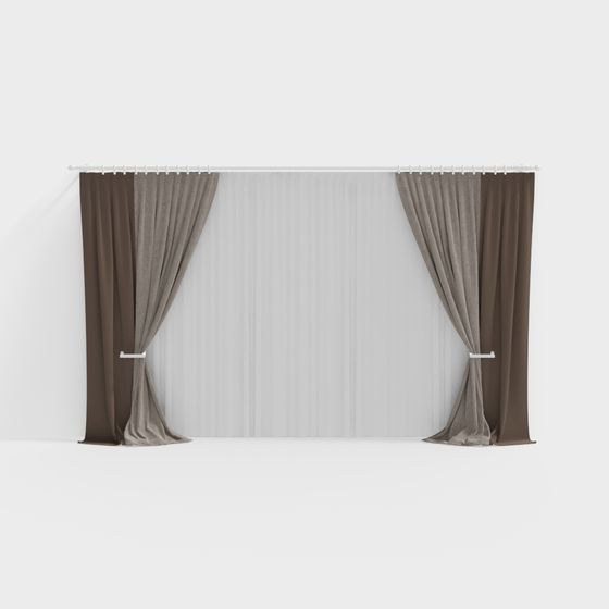 Elegant Low-Poly Curtain 3D Model