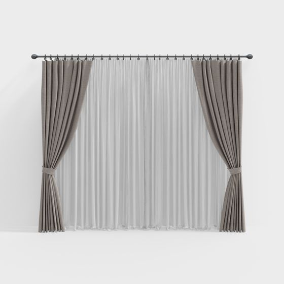 Elegant Low-Poly Curtain 3D model for Interior Design