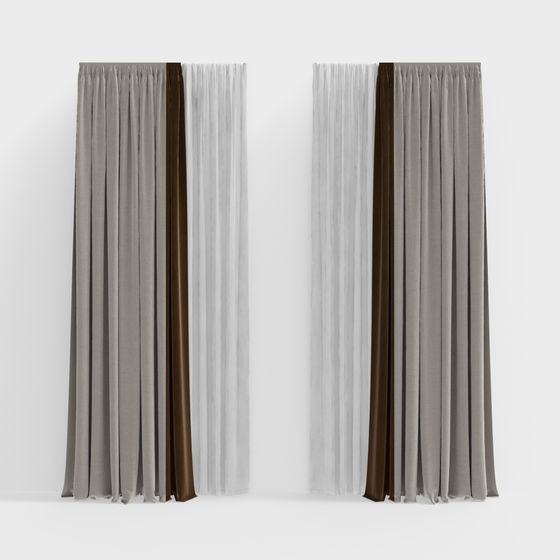 Elegant Low-Polygon Curtain 3D Model for Interiors