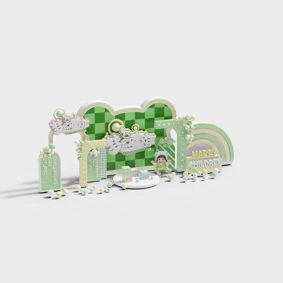 Colorful Children's Day Decoration 3D model
