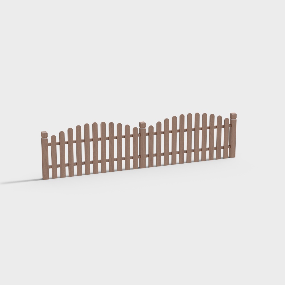 Charming Low-Polygon Wooden Fence 3D model