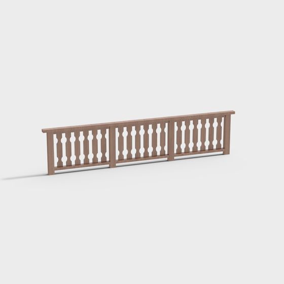Rustic Wooden Railing 3D model