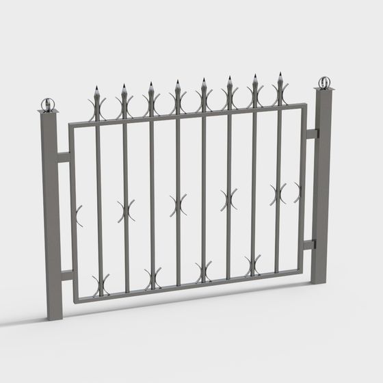 Elegant Iron Fence 3D model