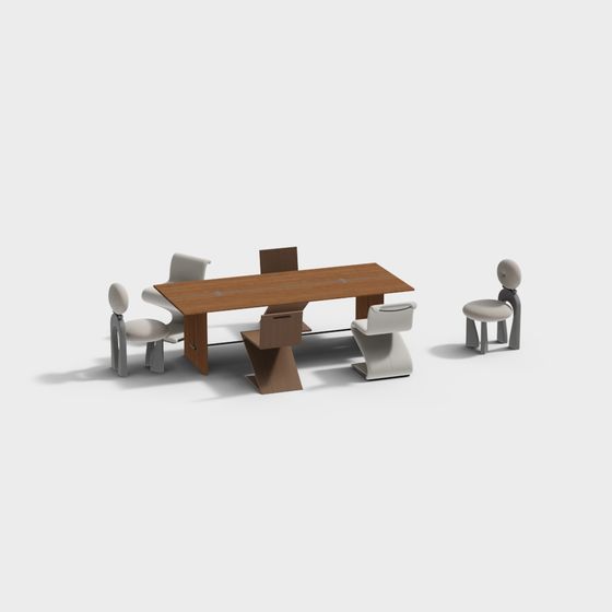 Modern Conference Table and Chair Set 3D model