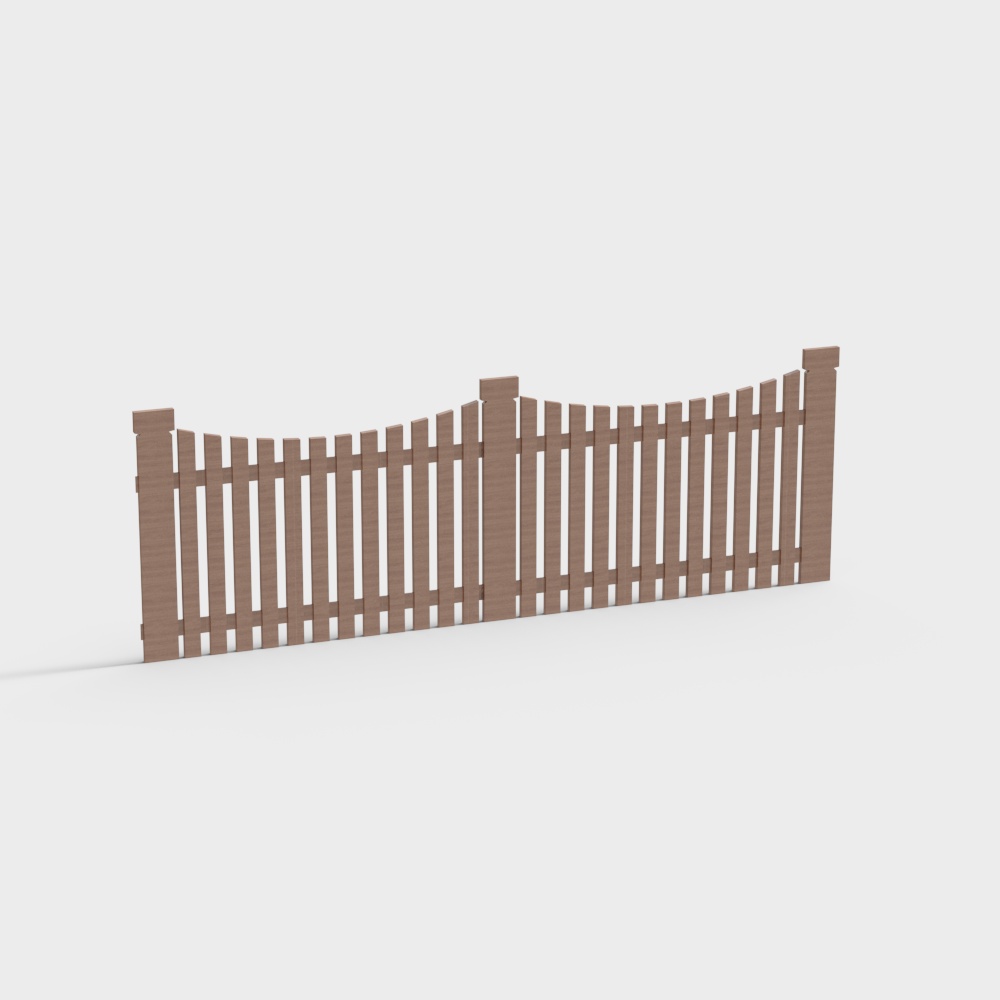 Stylish Low Poly Wooden Fence 3D model