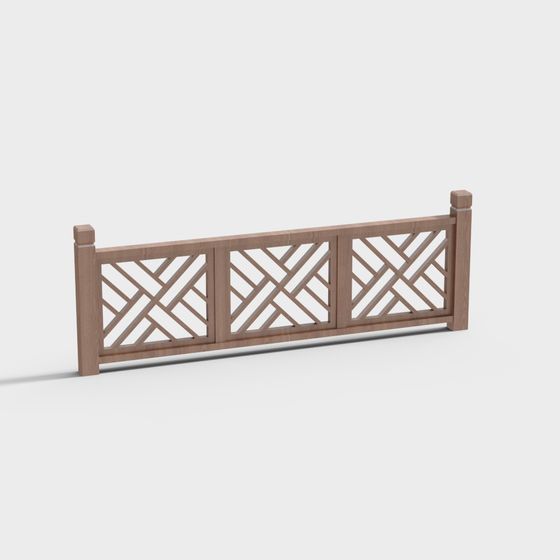 Stylish Wooden Fence 3D model for Diverse Applications