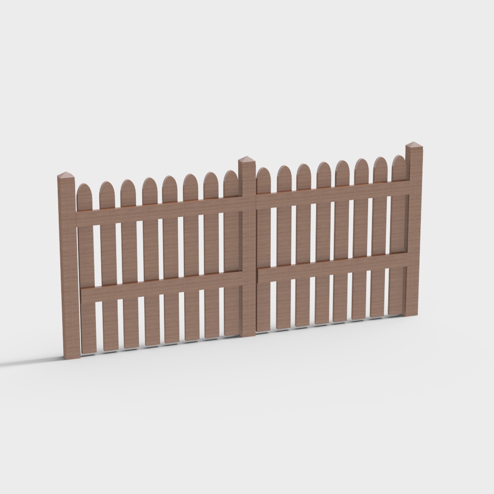 Elegant Low-Polygon Wooden Fence 3D model