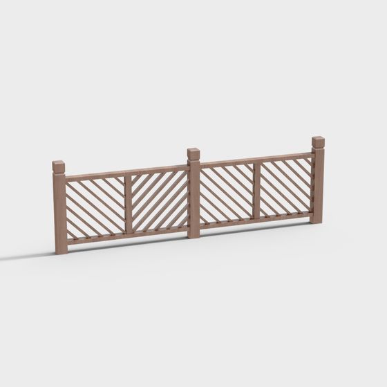Low Poly Wooden Fence 3D model