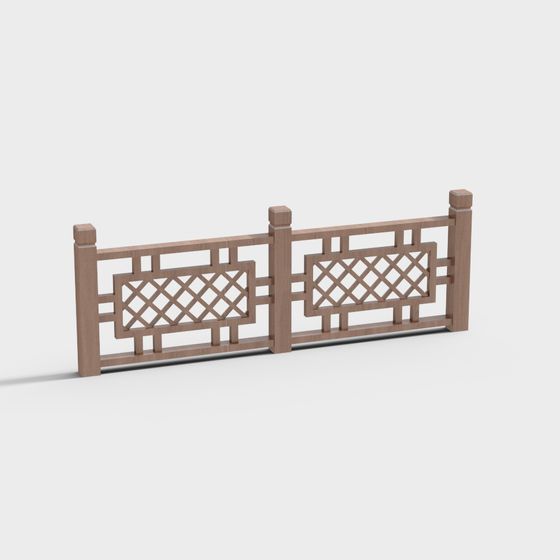 Eastern Elegance 3D Model Wooden Fence