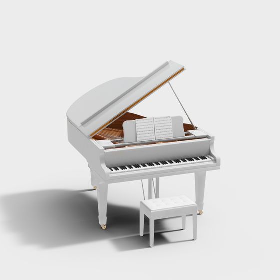Elegant Low-Poly Piano 3D Model