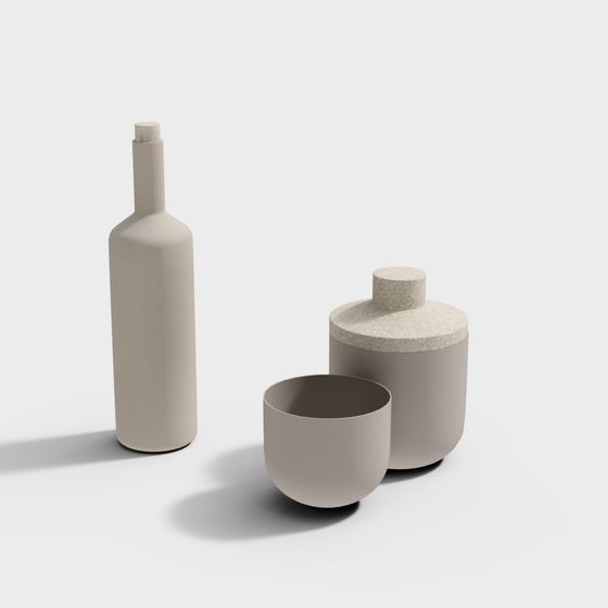 Elegant Low-Polygon Container Set 3D model