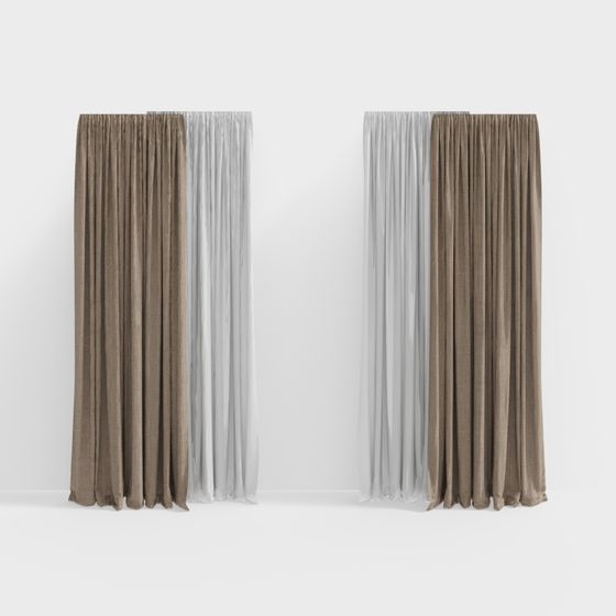Stylish Low-Poly Curtain 3D Model for Modern Interiors