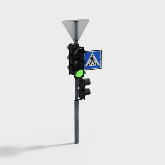Low Poly 3D Traffic Light Model