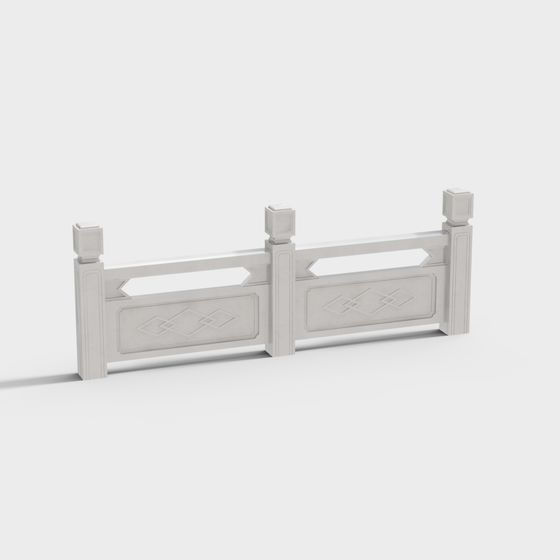 Elegant Classical Stone Railing 3D model