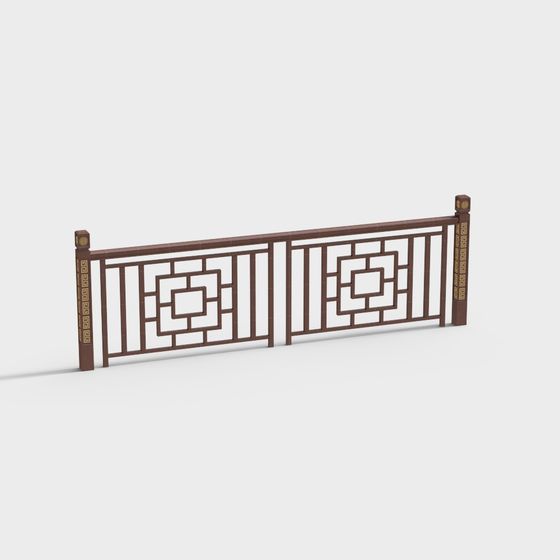 Elegant Chinese Railing 3D model
