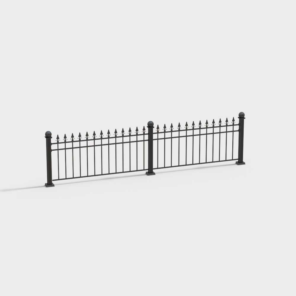 Elegant Iron Fence 3D model for Design Projects