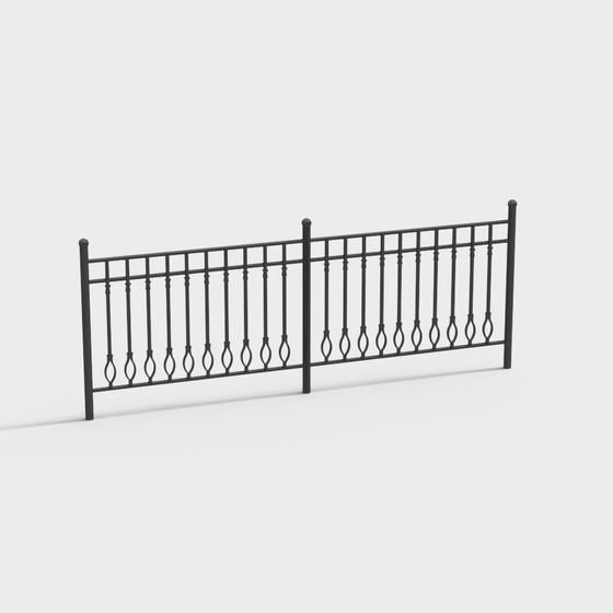 Elegant Iron Fence 3D model