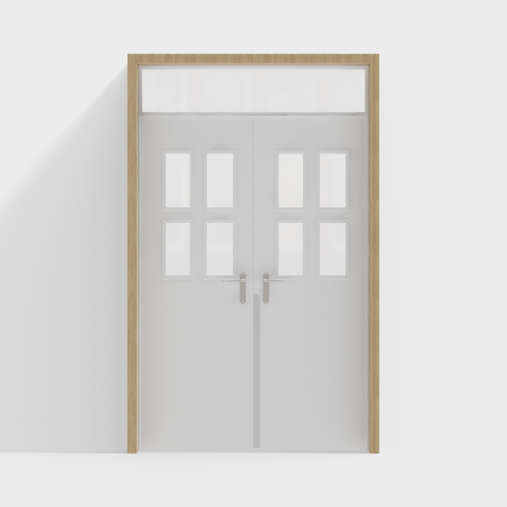 Classroom with Double Doors, Wooden Frame, White Door