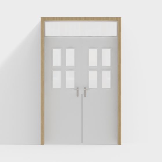 帶有雙門、木框、白色門的教室