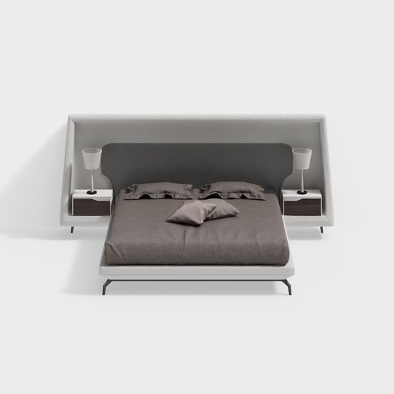Stylish Minimalist Bed 3D model for Contemporary Living