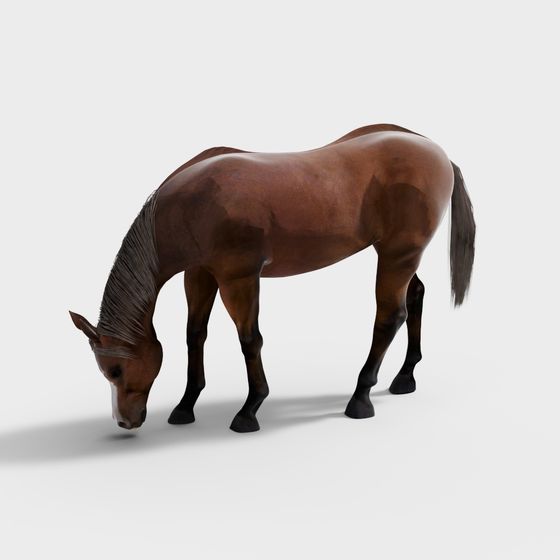Realistic Low-Poly Horse 3D Model