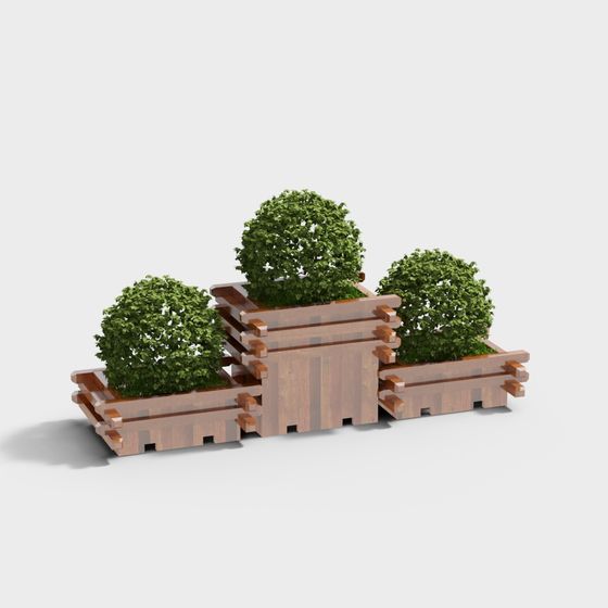 Urban Garden Low-Poly 3D Model