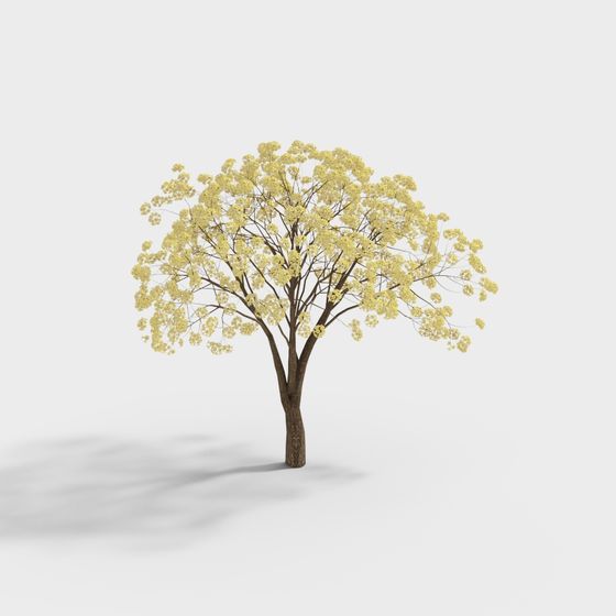 Vibrant Yellow Flowering Tree 3D model