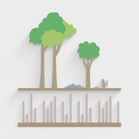 Charming Forest Landscape Low-Poly 3D model