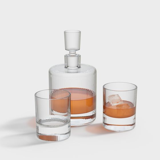 Stylish Whiskey Set 3D model for Creative Projects