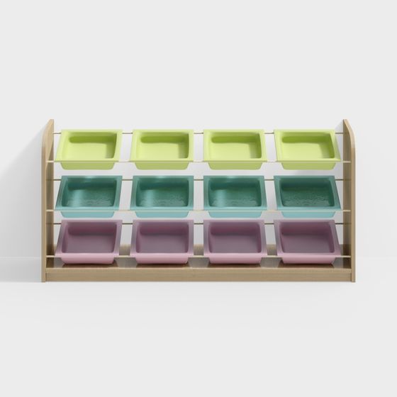 Colorful Low-Poly Storage Rack 3D model