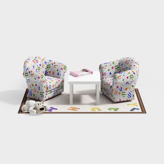 Colorful 3D Chair Set Model for Creative Spaces