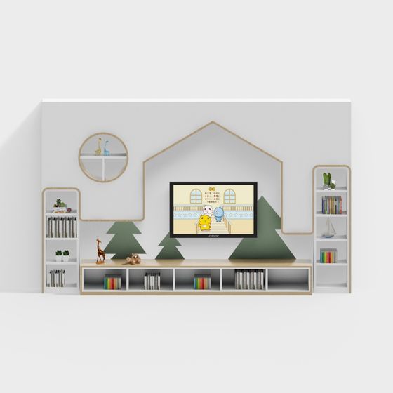 Children's Living Room TV Wall 3D model for Imaginative Spaces
