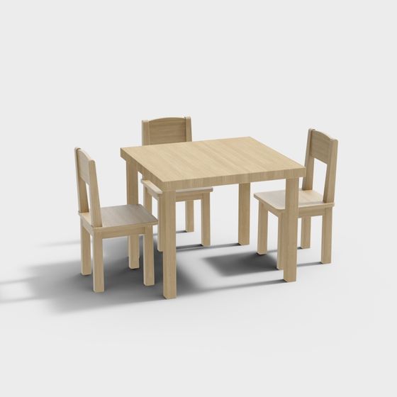 Fresh Minimalist Dining Table and Chair Set 3D model