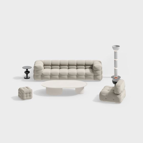 크림 스타일 소파 커피 테이블 세트