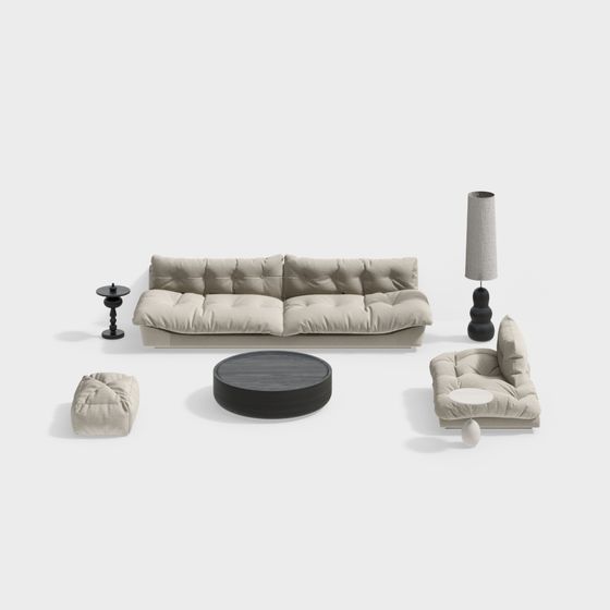 クリームスタイルのソファコーヒーテーブルセット