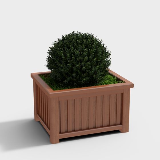 Stylish Wooden Planter 3D model for Natural Aesthetics