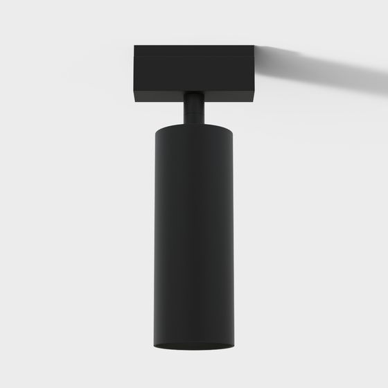 Black Modern Surface-Mounted Spotlight 3D Model for Highlighting Spaces