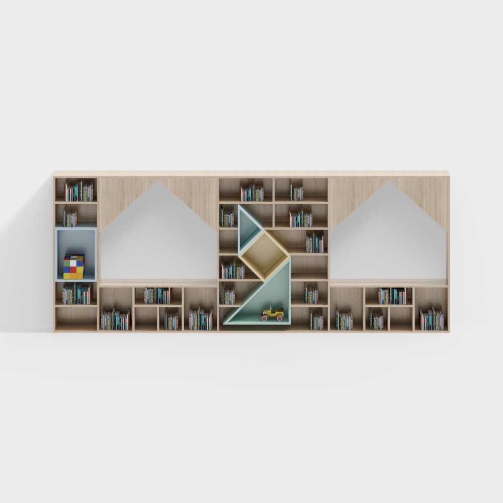 Estantería de Libros de Biblioteca Escolar con Nicho de Ventana Doble