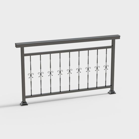 Elegant Metal Railing 3D model for Modern Design