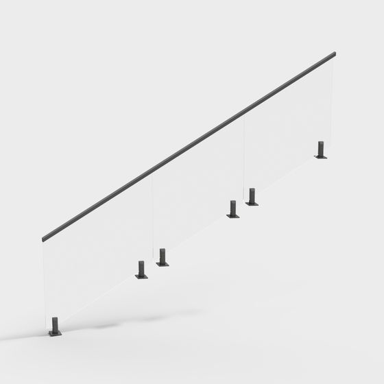 Minimalist Glass Railing 3D model