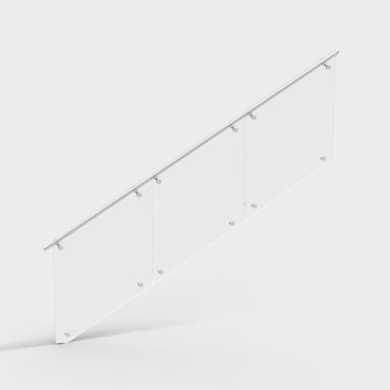 Sleek Glass Railing 3D model for Modern Architecture
