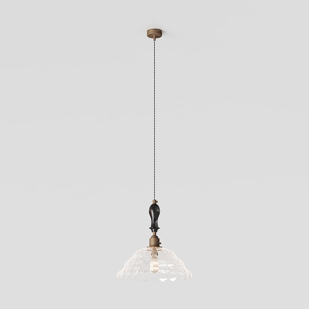 Elegant Vintage-Modern Pendant Light 3D Model – Bronze & Glass