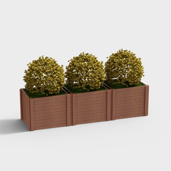 Stylish Garden Fence and Shrubs 3D model