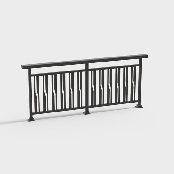 Urban Railing 3D Model – Black Metallic Design
