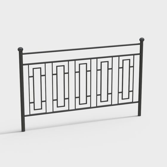 Elegant Minimalist Metal Railing 3D model