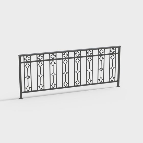 Elegant Low-Poly Metal Railing 3D model