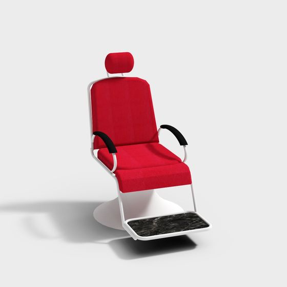 Modern Barber Chair 3D Model in Red for Beauty Salons